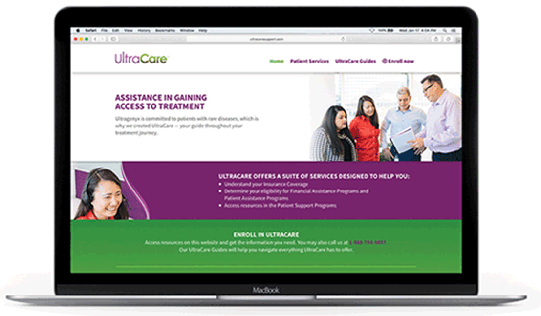 Ultracare.com home page on a laptop